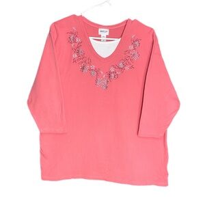 Liberty Lane 3/4 Sleeve Top w/ Rhinestones Women’s Size 2X